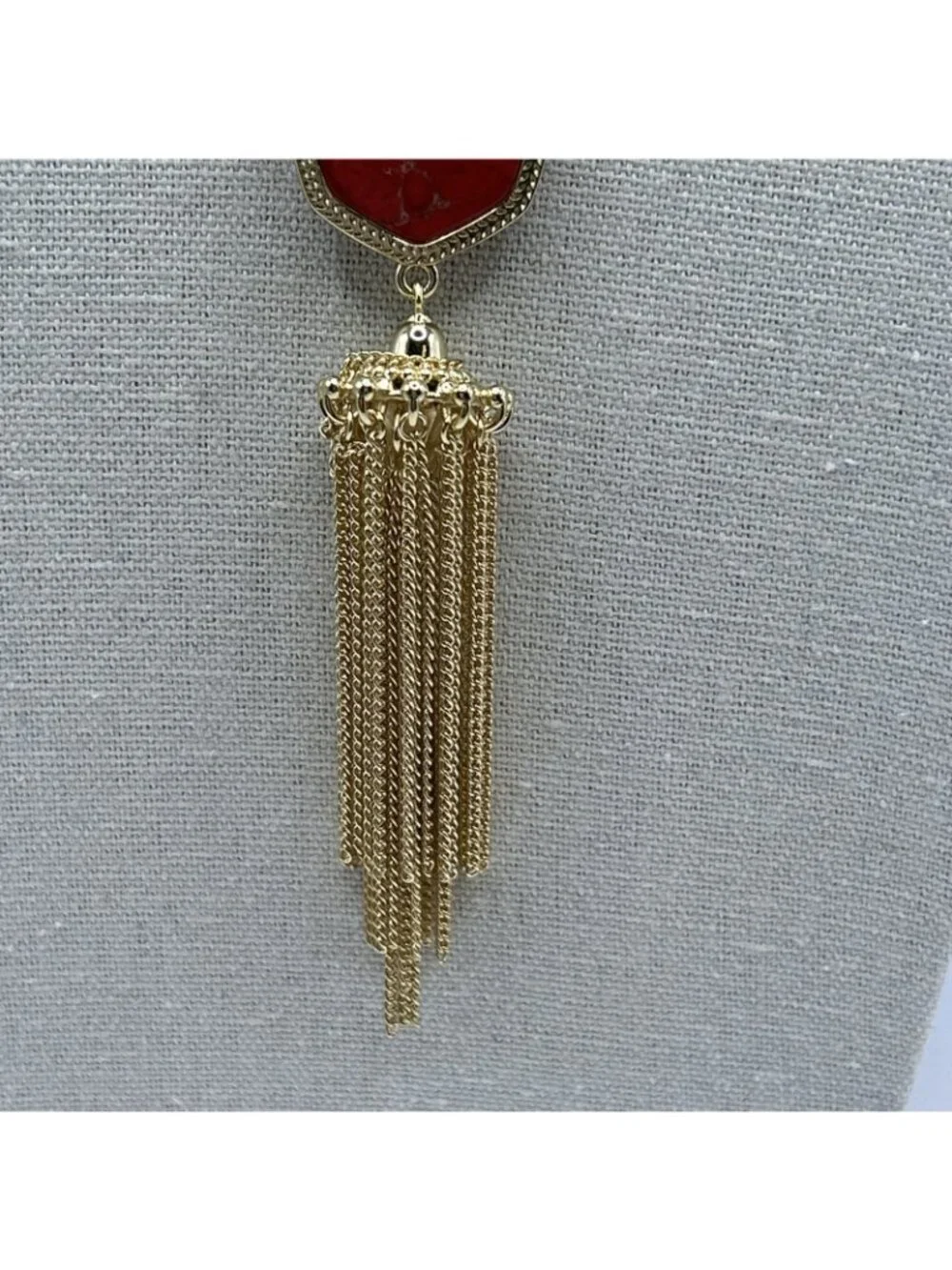 Kendra Scott Rayne Long Pendant Necklace in Bright Red Gold Plated New NWT Boho